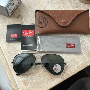Black Aviator Polarized Sunglasses Ray Bans -BRAND NEW NEVER WORN